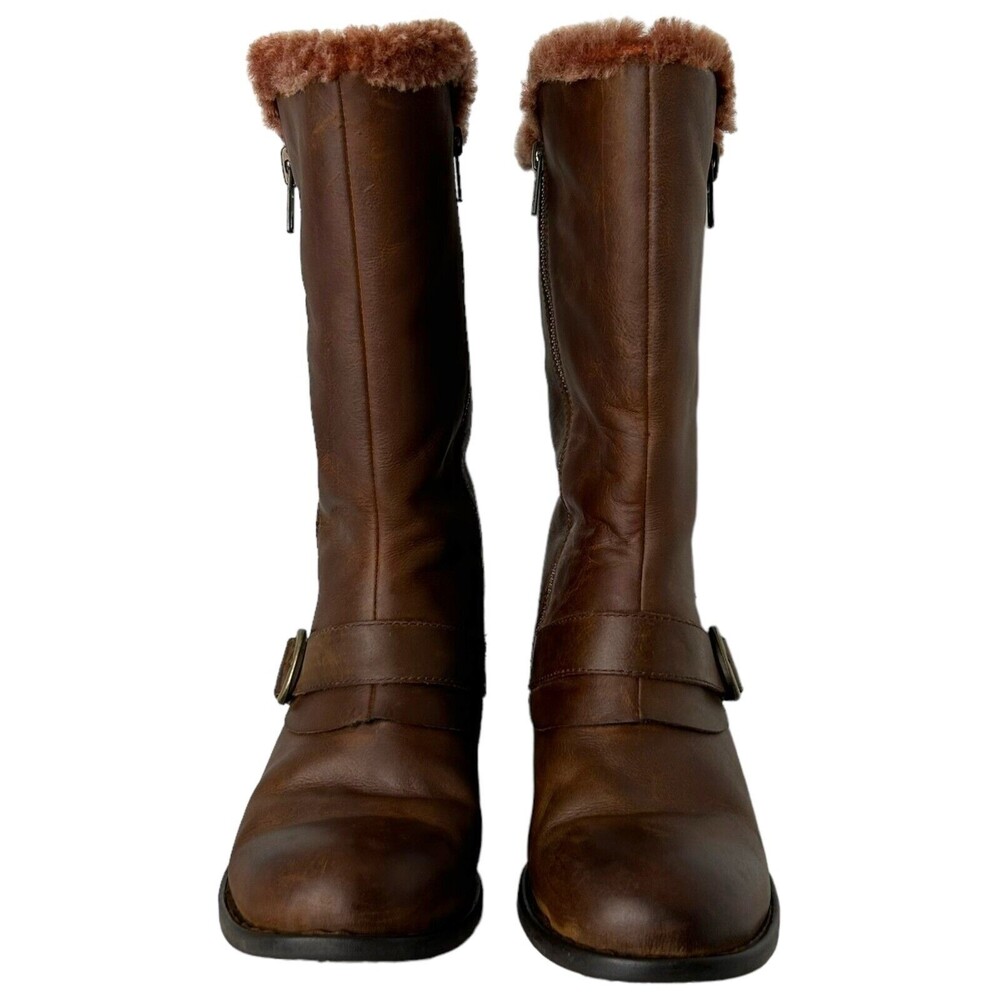 Børn BORN Goji Boot Summer Brown Saddle Leather Shearling Lined Women Size 8 M - Picture 4 of 11